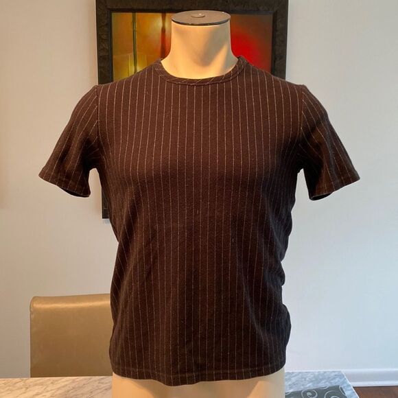 Z Forever 21 Men Small Short Sleeve T Shirt Stripes Jersey Knit - Picture 1 of 5
